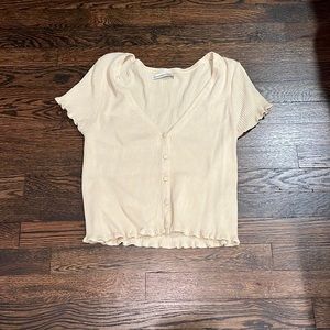 Abercrombie yellow sweater material short sleeve top